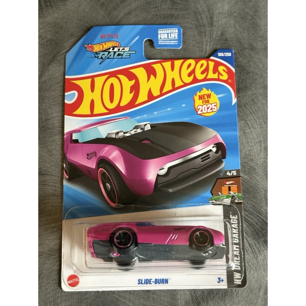 2025 Hot Wheels Dream Garage Pink Slide-Burn HYW28 108/250 1:64 Diecast Car